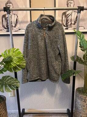 Alpine Sherpa Men's Size L Gray Speckled Quarter Zip Pullover Fleece C4